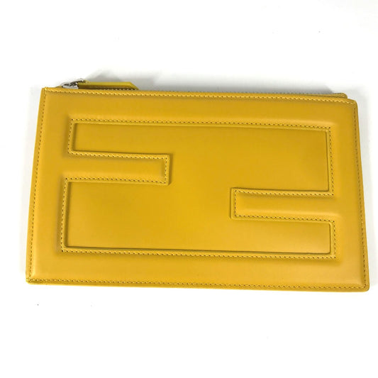 FENDI Clutch bag 7N0114 leather yellow logo