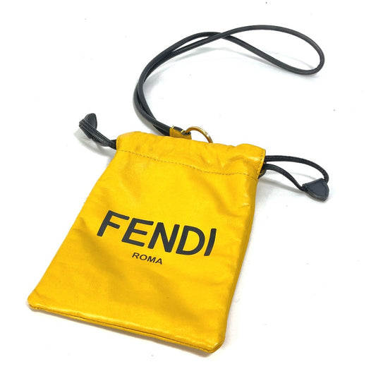 FENDI Pouch 7AR898 leather yellow Phone holder Phone pouch logo