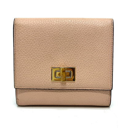 FENDI Folded wallet 8M0438 leather pink Peekaboo Women Used Authentic