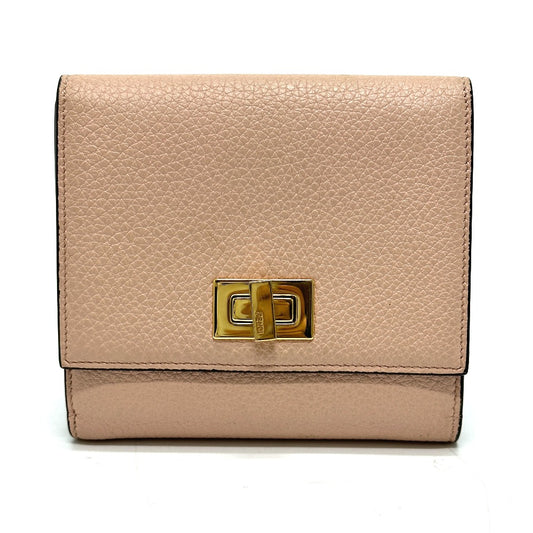 FENDI Folded wallet 8M0438 leather pink Peekaboo Women Used Authentic