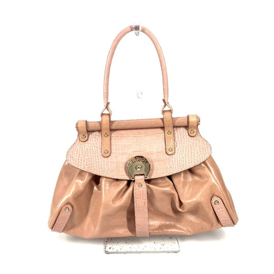 FENDI Tote Bag leather pink Turn lock