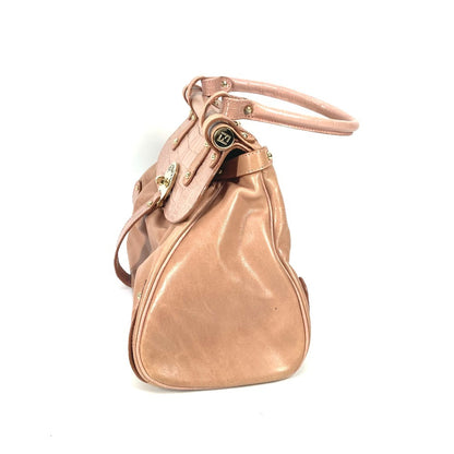 FENDI Tote Bag leather pink Turn lock