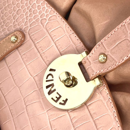 FENDI Tote Bag leather pink Turn lock