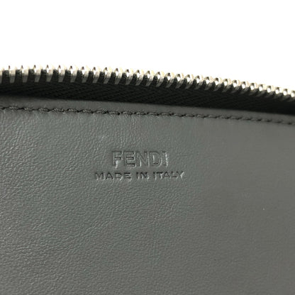 FENDI Long Wallet Purse 7M0276 leather gray Zucca Pattern Travel Wallet