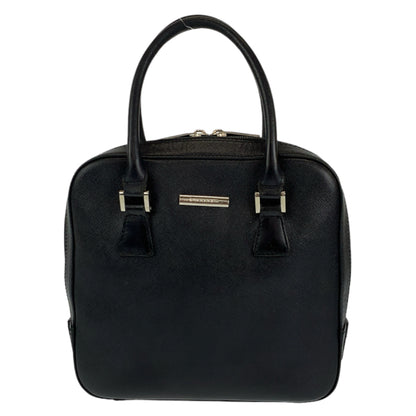 BURBERRY Handbag leather Black SilverMetal Medium Check Pattern