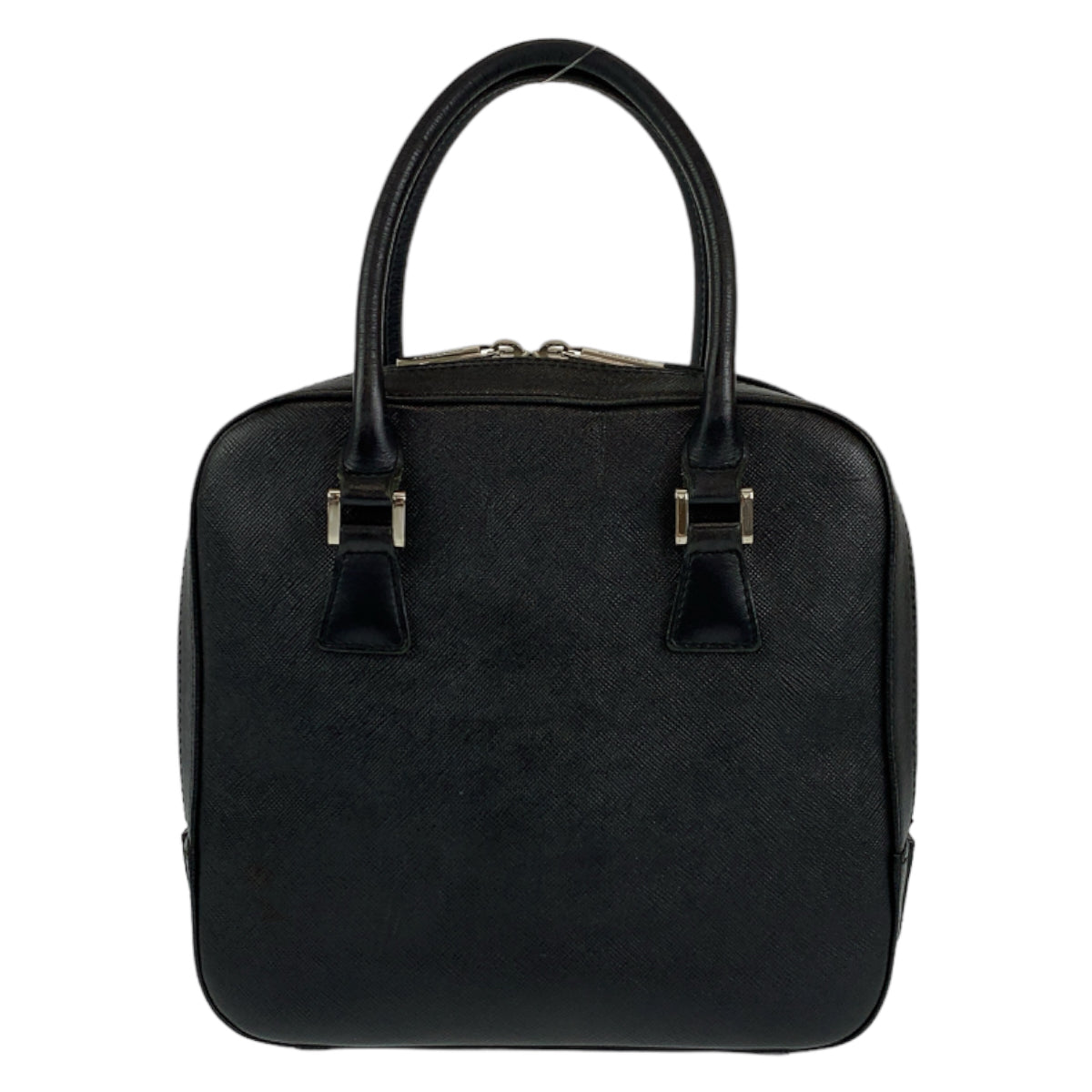 BURBERRY Handbag leather Black SilverMetal Medium Check Pattern