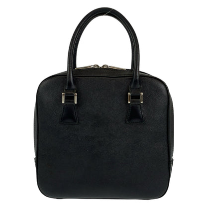 BURBERRY Handbag leather Black SilverMetal Medium Check Pattern