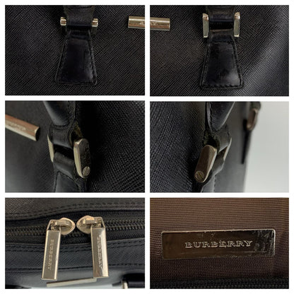 BURBERRY Handbag leather Black SilverMetal Medium Check Pattern