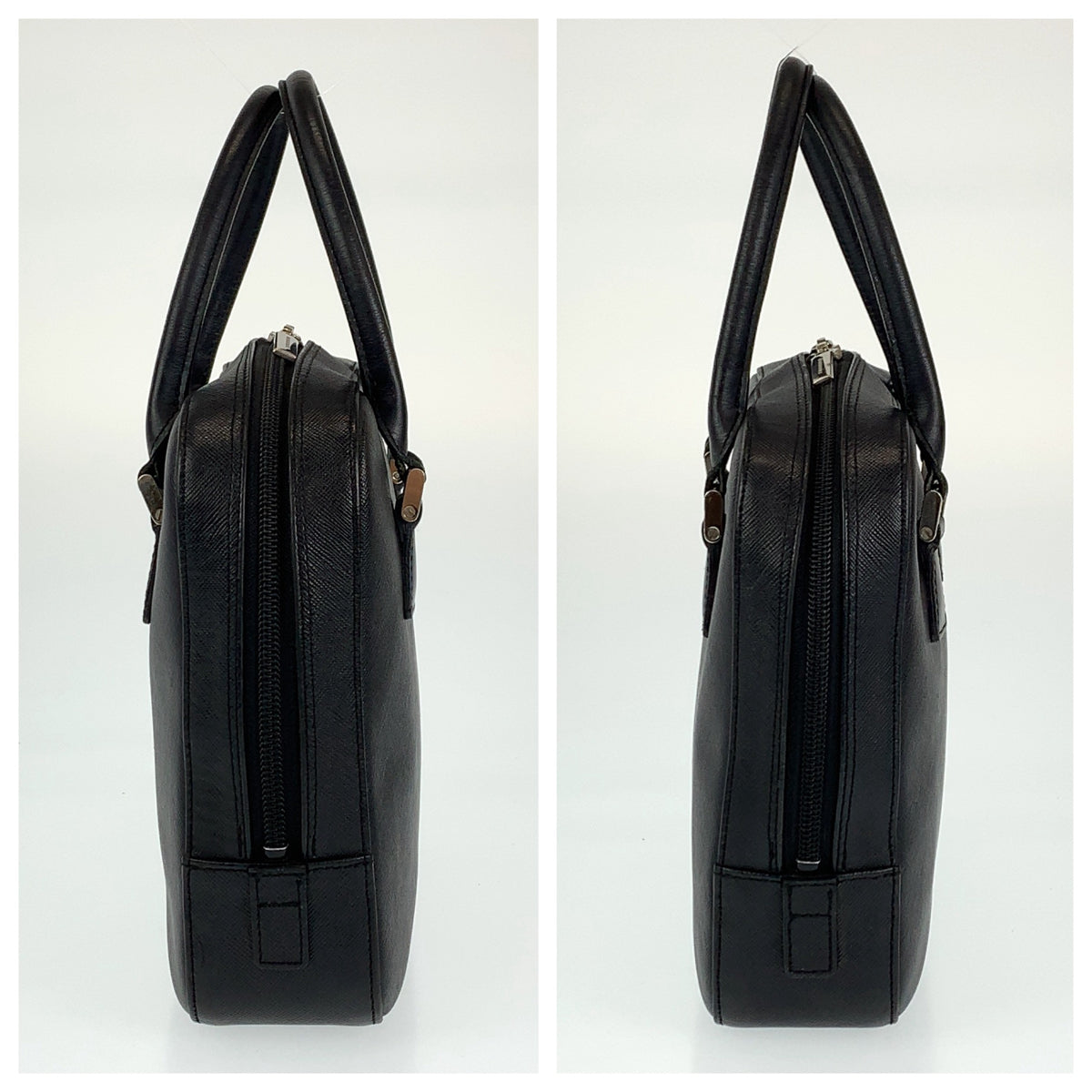 BURBERRY Handbag leather Black SilverMetal Medium Check Pattern