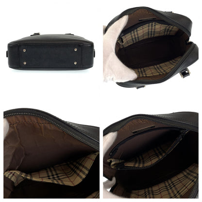 BURBERRY Handbag leather Black SilverMetal Medium Check Pattern