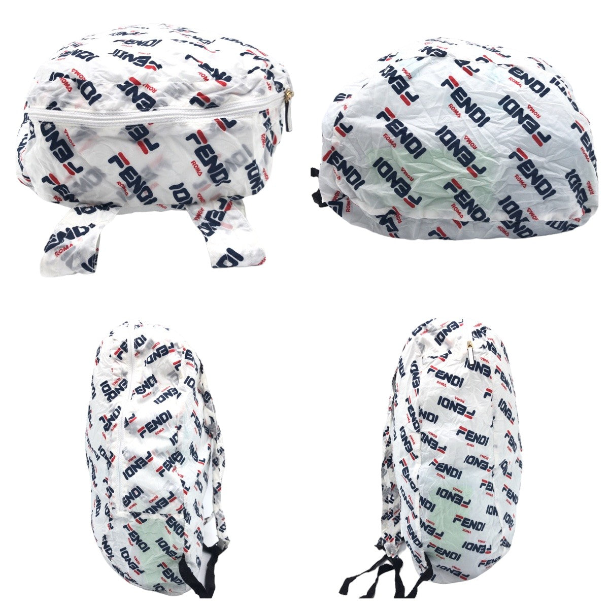 FENDI Backpack Nylon white FILA collaboration With porch