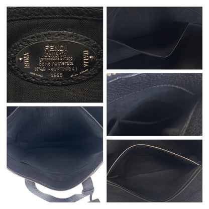 FENDI Business bag leather Black SilverMetal Celeria