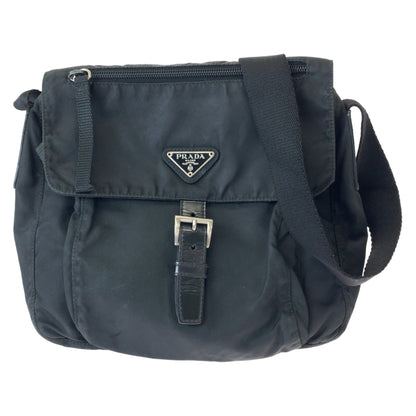 PRADA Shoulder Bag 1BD994 Nylon Black SilverMetal Test Triangle With logo
