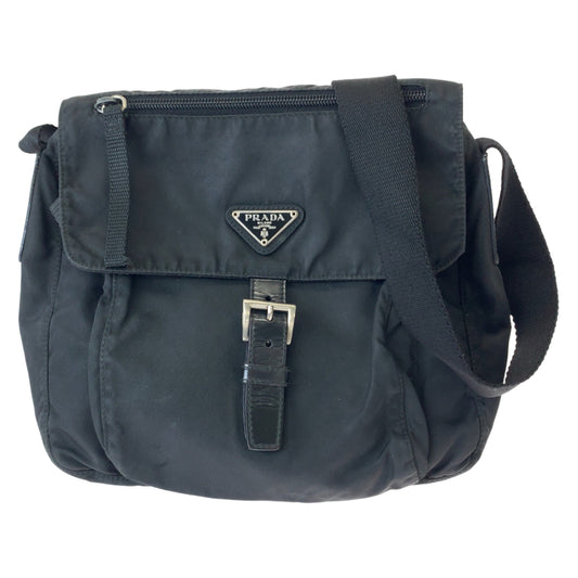 PRADA Shoulder Bag 1BD994 Nylon Black SilverMetal Test Triangle With logo