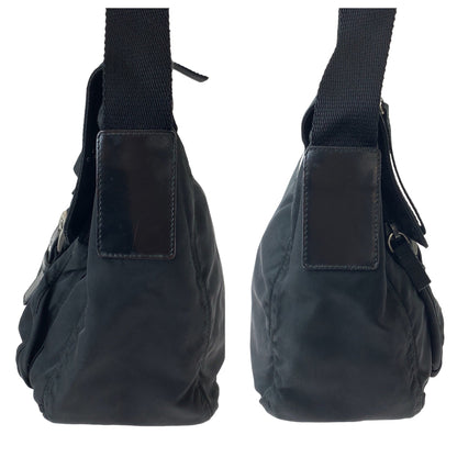 PRADA Shoulder Bag 1BD994 Nylon Black SilverMetal Test Triangle With logo
