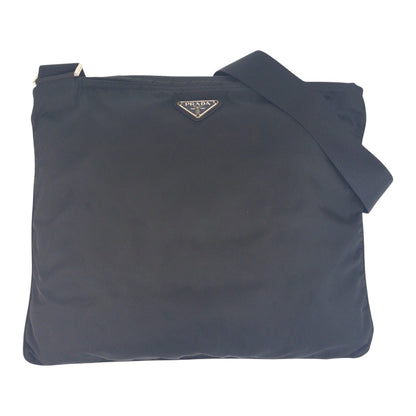PRADA Shoulder Bag 42 Nylon Black SilverMetal Test Triangle With logo