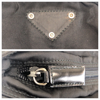 PRADA Shoulder Bag 42 Nylon Black SilverMetal Test Triangle With logo