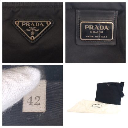 PRADA Shoulder Bag 42 Nylon Black SilverMetal Test Triangle With logo