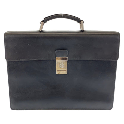 PRADA Business bag leather Black SilverMetal Safiano