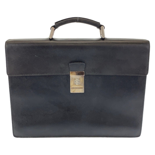 PRADA Business bag leather Black SilverMetal Safiano