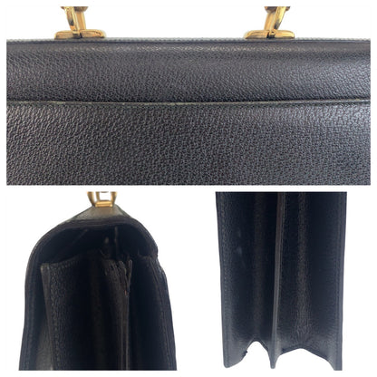 GUCCI Business bag 015.1046.3304 leather Black GoldMetal Bamboo Old Gucci