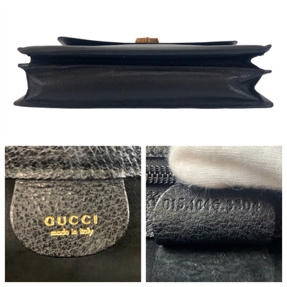 GUCCI Business bag 015.1046.3304 leather Black GoldMetal Bamboo Old Gucci