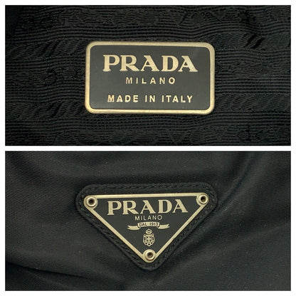 PRADA Handbag Nylon Black SilverMetal Test Triangle With logo