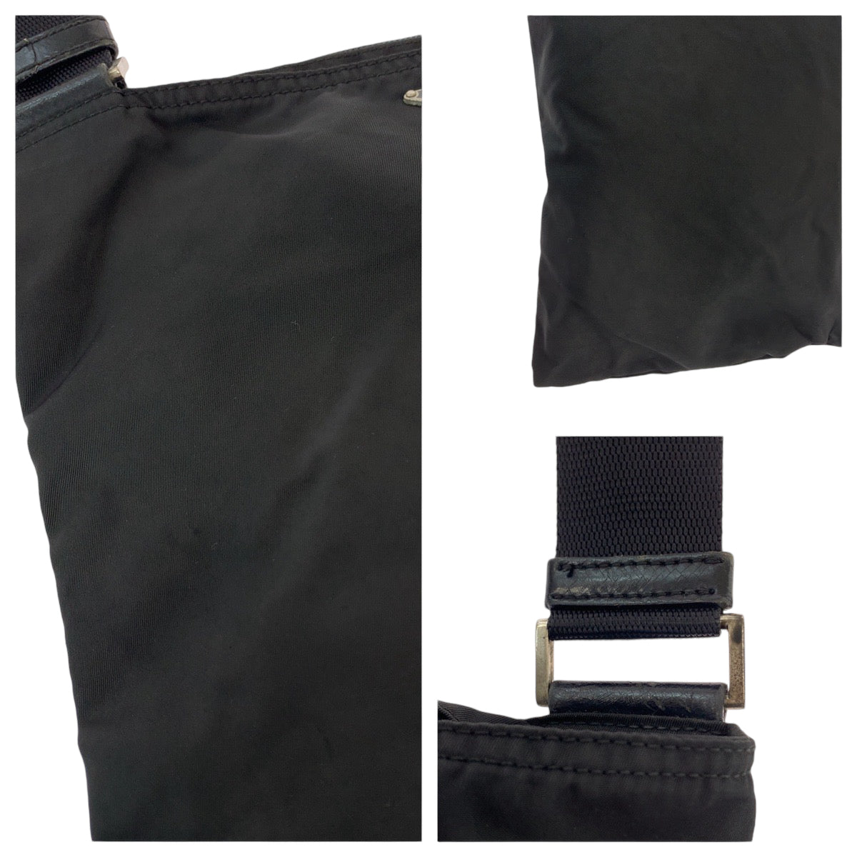 PRADA Shoulder Bag Nylon Black Silver Metal Test Triangle With logo