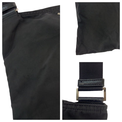 PRADA Shoulder Bag Nylon Black Silver Metal Test Triangle With logo