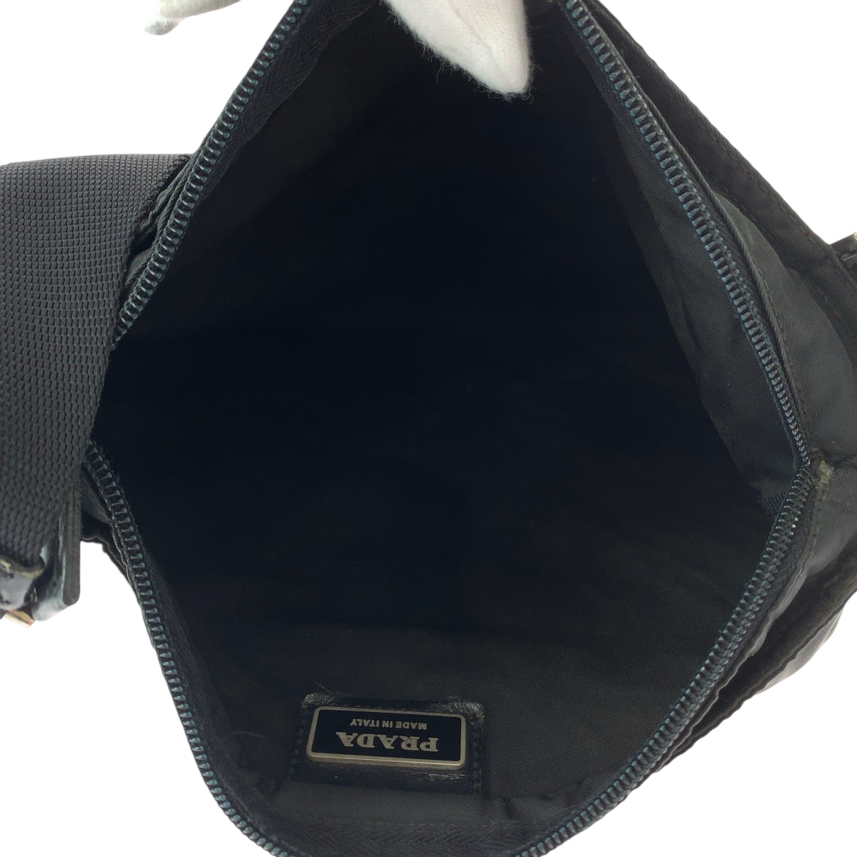 PRADA Shoulder Bag Nylon Black Silver Metal Test Triangle With logo