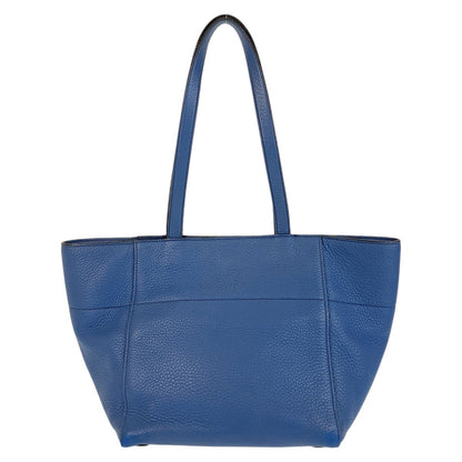 PRADA Tote Bag leather Blue GoldMetal Triangle With logo