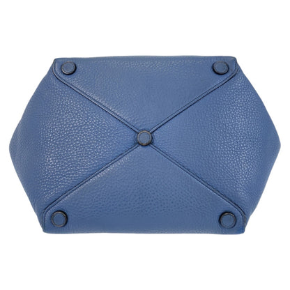 PRADA Tote Bag leather Blue GoldMetal Triangle With logo