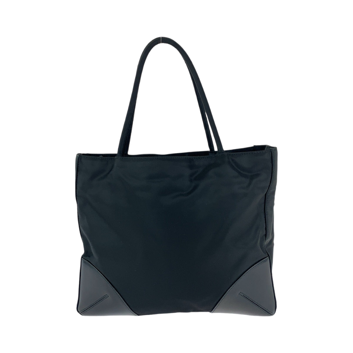 PRADA Tote Bag Nylon Black SilverMetal Triangle With logo