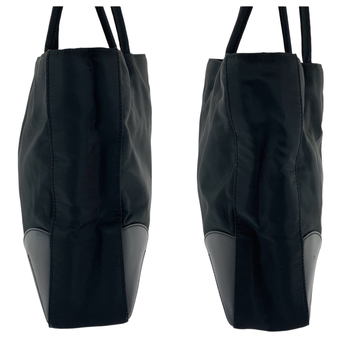 PRADA Tote Bag Nylon Black SilverMetal Triangle With logo