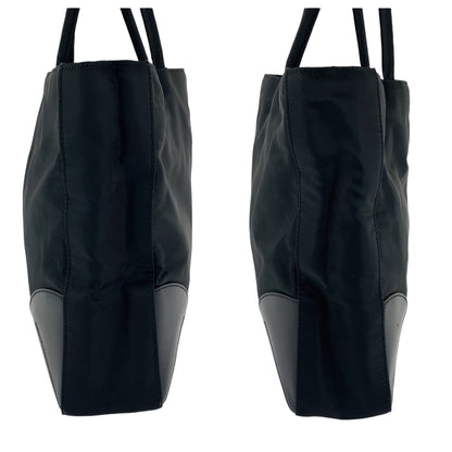 PRADA Tote Bag Nylon Black SilverMetal Triangle With logo