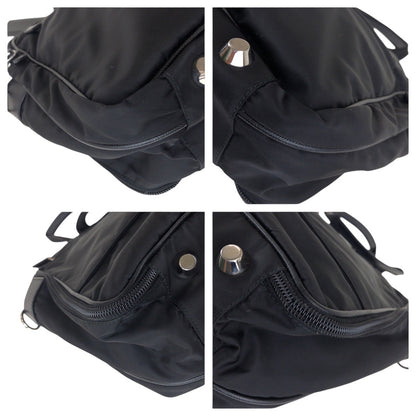 PRADA Business bag Nylon Black SilverMetal Testo Saffiano Triangle With logo