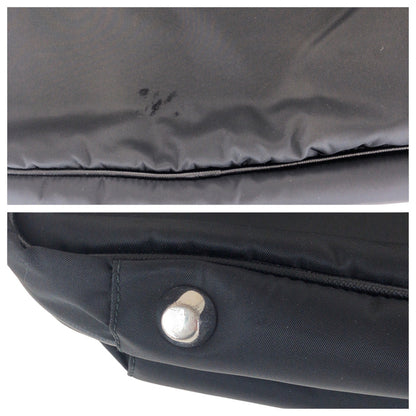 PRADA Business bag Nylon Black SilverMetal Testo Saffiano Triangle With logo