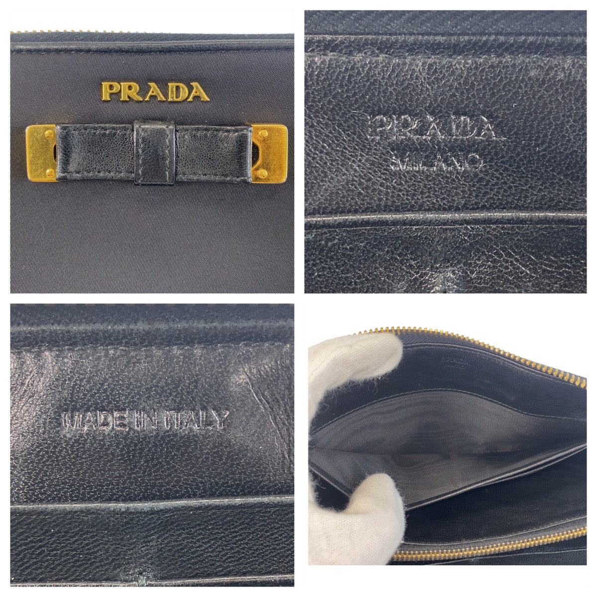PRADA Long Wallet Purse Nylon black