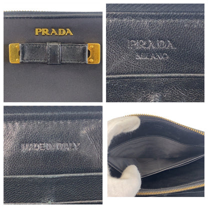 PRADA Long Wallet Purse Nylon black