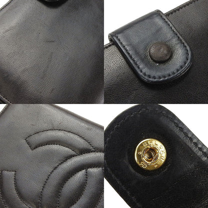 CHANEL Long Wallet Purse lambskin black COCO Mark