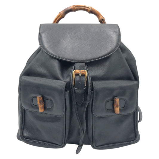 GUCCI Backpack 003 1998 0016 leather Black black Bamboo