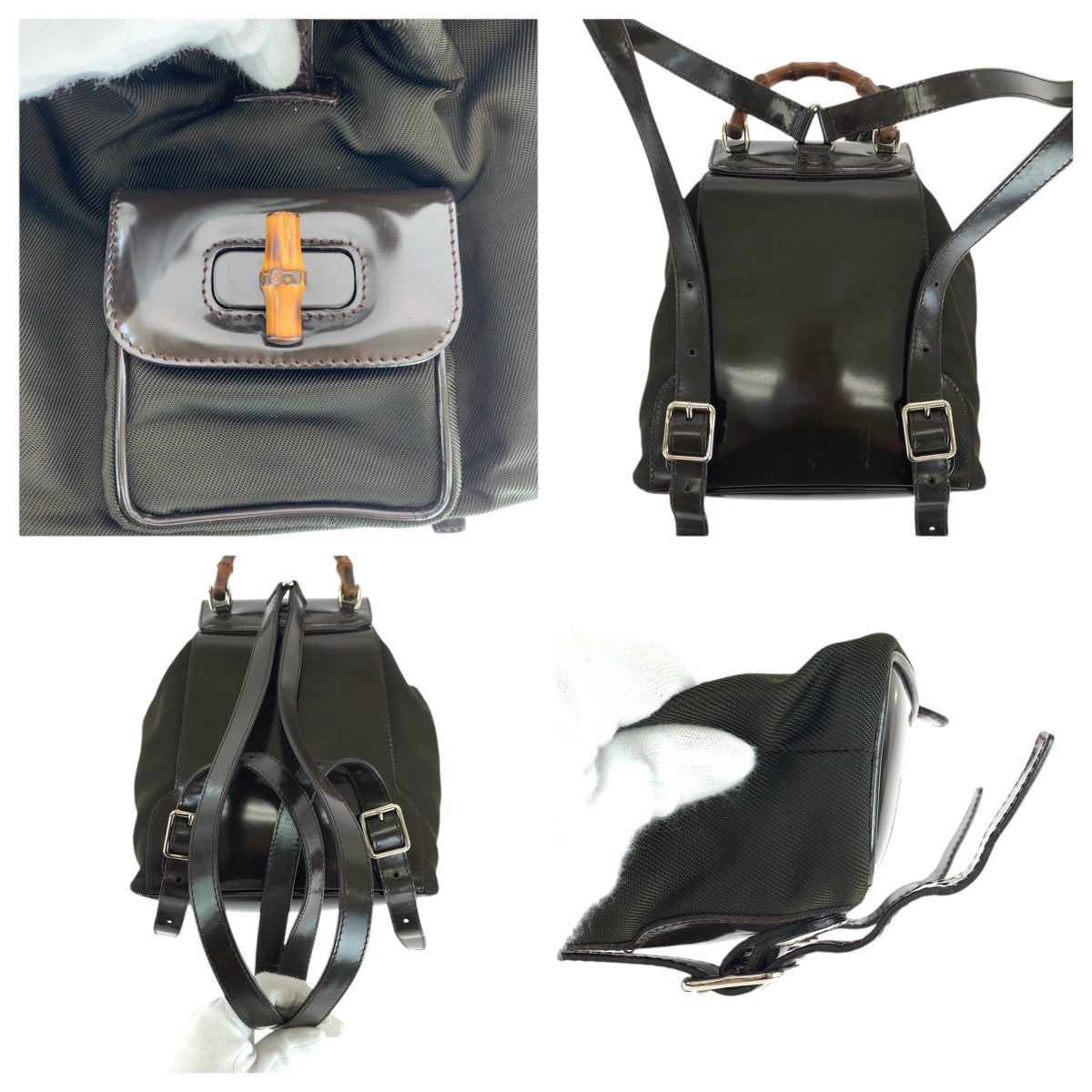 GUCCI Backpack 003 1998 0030 canvas Brown Bamboo