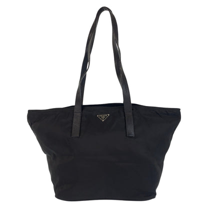 PRADA Tote Bag Nylon Black SilverMetal Test Triangle With logo