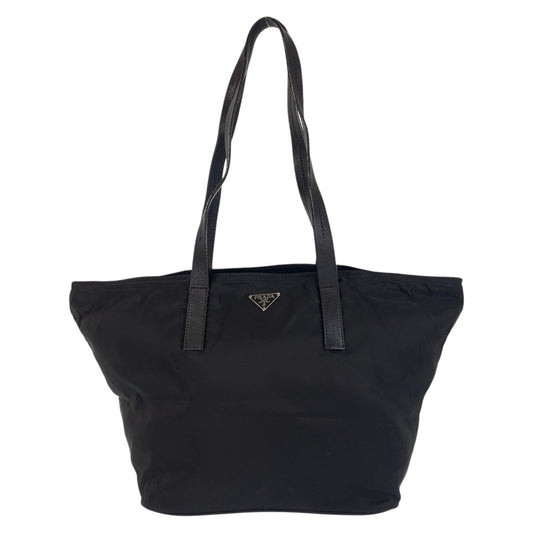 PRADA Tote Bag Nylon Black SilverMetal Test Triangle With logo