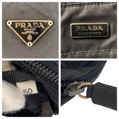 PRADA Tote Bag Nylon Black SilverMetal Test Triangle With logo