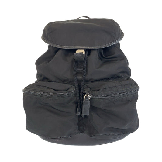PRADA Backpack Nylon black Testo Saffiano Triangle With logo