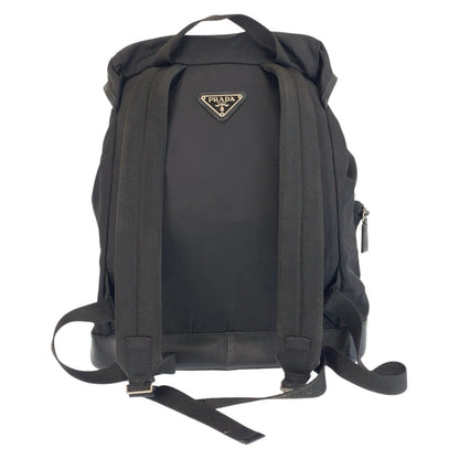 PRADA Backpack Nylon black Testo Saffiano Triangle With logo