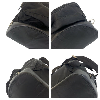 PRADA Backpack Nylon black Testo Saffiano Triangle With logo