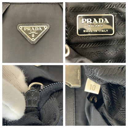 PRADA Backpack Nylon black Testo Saffiano Triangle With logo