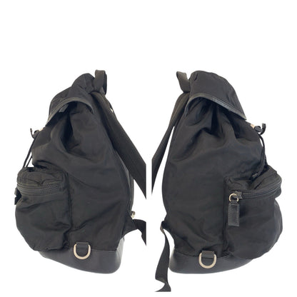 PRADA Backpack Nylon black Testo Saffiano Triangle With logo